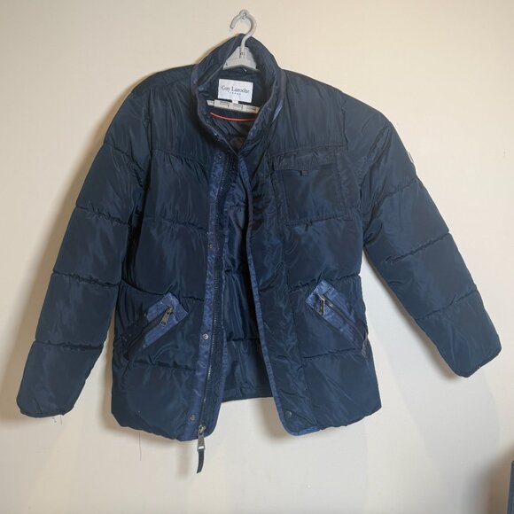 Guy Laroche Homme Navy Puffer Jacket | Size Large | Down Blend Quilted Coat - Picture 6 of 7